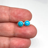 Turquoise Round Cabochon Bezel Set Stud Earrings 5.5mm PSE025