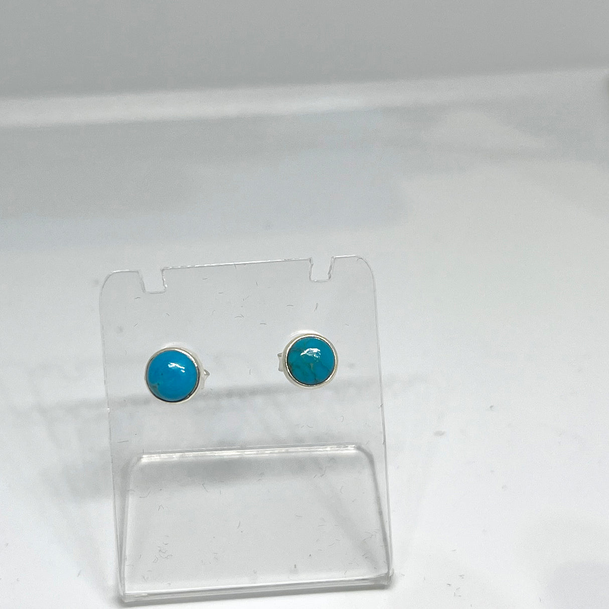 Turquoise Round Cabochon Bezel Set Stud Earrings 5.5mm PSE025