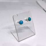 Turquoise Round Cabochon Bezel Set Stud Earrings 5.5mm PSE025