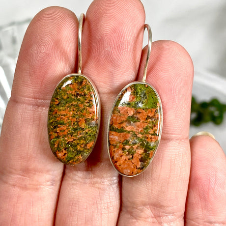 Unakite oval cabochon earrings KEGJ510 - Nature's Magick