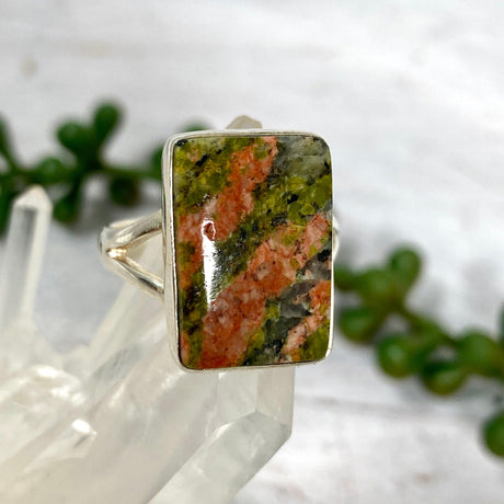 Unakite rectangular ring s.7 KRGJ2279 - Nature's Magick