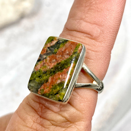 Unakite rectangular ring s.7 KRGJ2279 - Nature's Magick