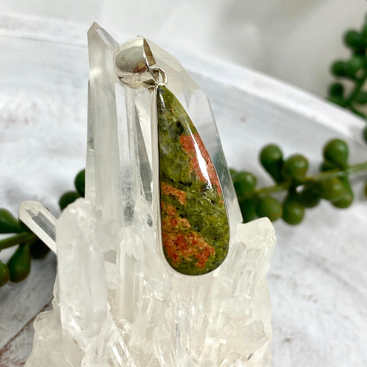 Unakite teardrop pendant KPGJ2990 - Nature's Magick