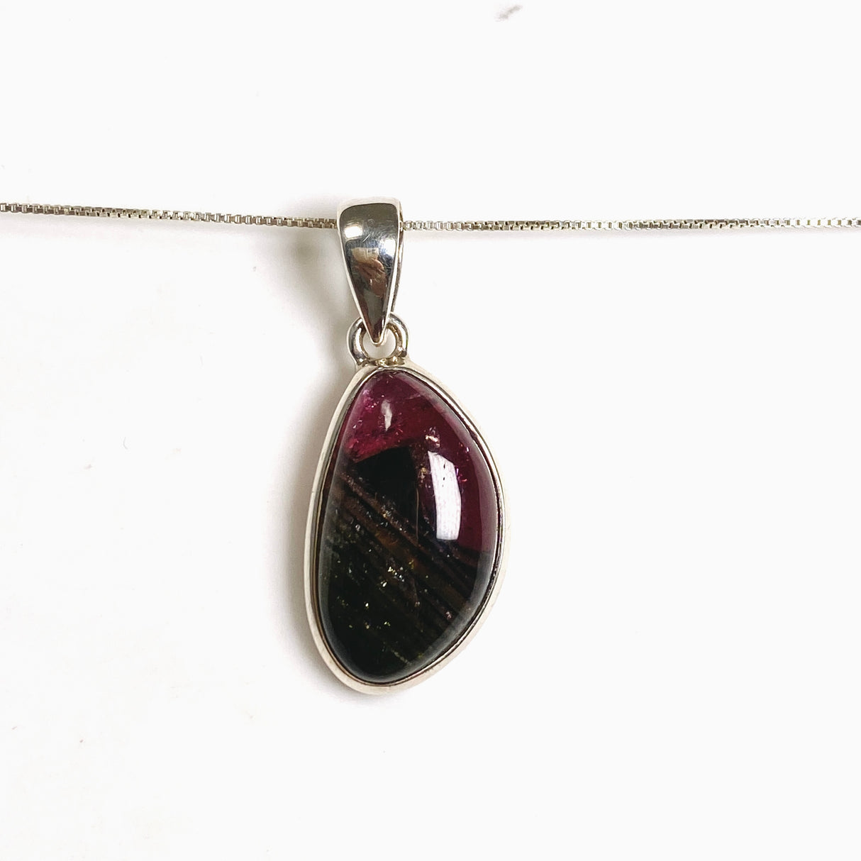 Watermelon Tourmaline Freeform Cabochon Pendant PPGJ1173