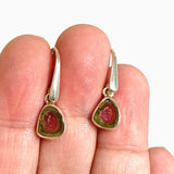 Watermelon Tourmaline Freeform Slice Earrings PEGJ359