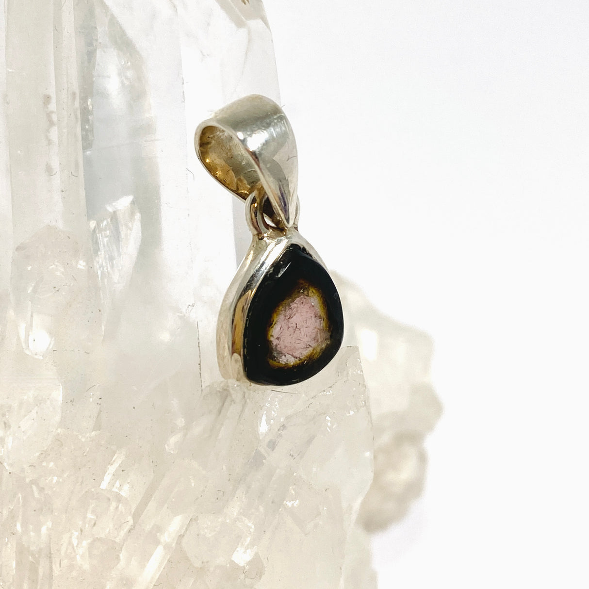 Watermelon Tourmaline Freeform Slice Pendant PPGJ1164