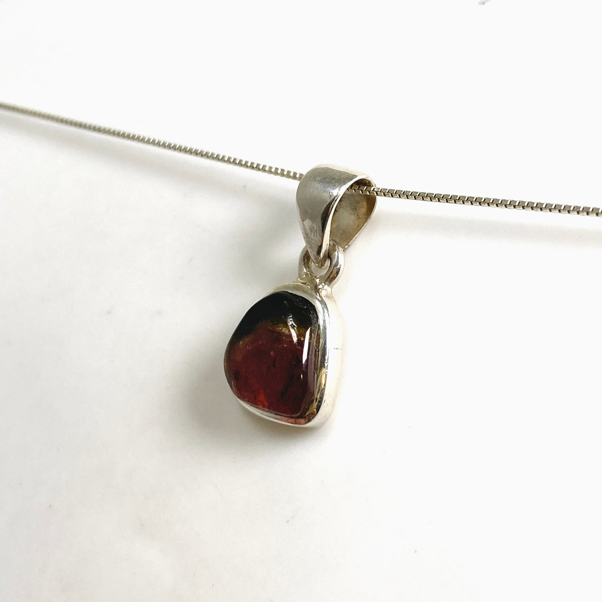 Watermelon Tourmaline Freeform Slice Pendant PPGJ1166