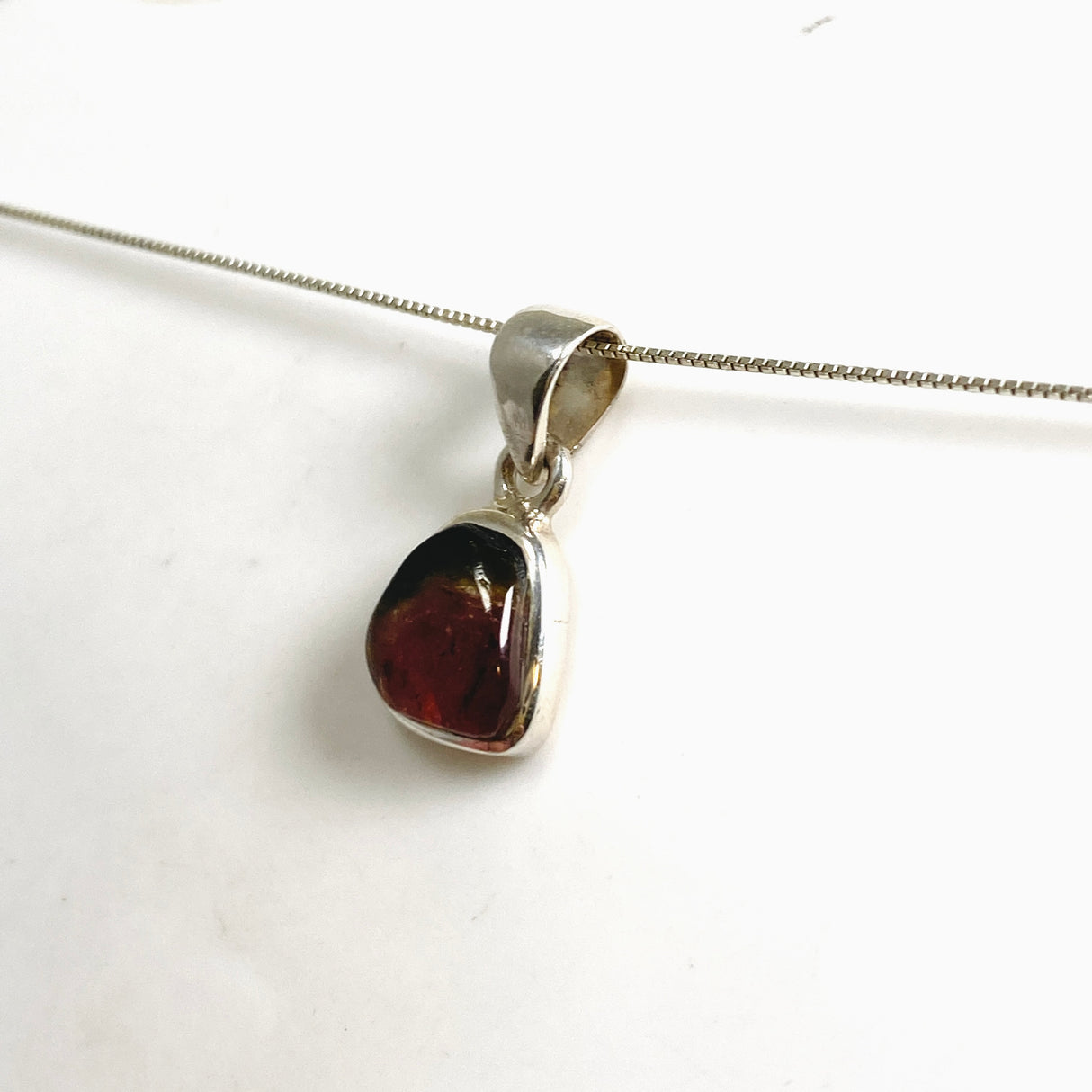 Watermelon Tourmaline Freeform Slice Pendant PPGJ1166