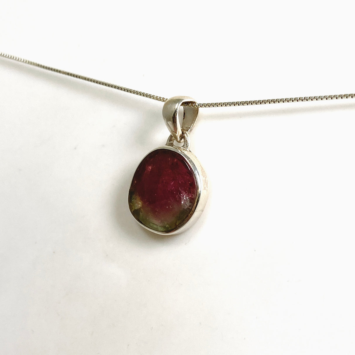 Watermelon Tourmaline Freeform Slice Pendant PPGJ1168