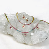 Watermelon Tourmaline Micro Bead with Flower Charm Set - Nature's Magick