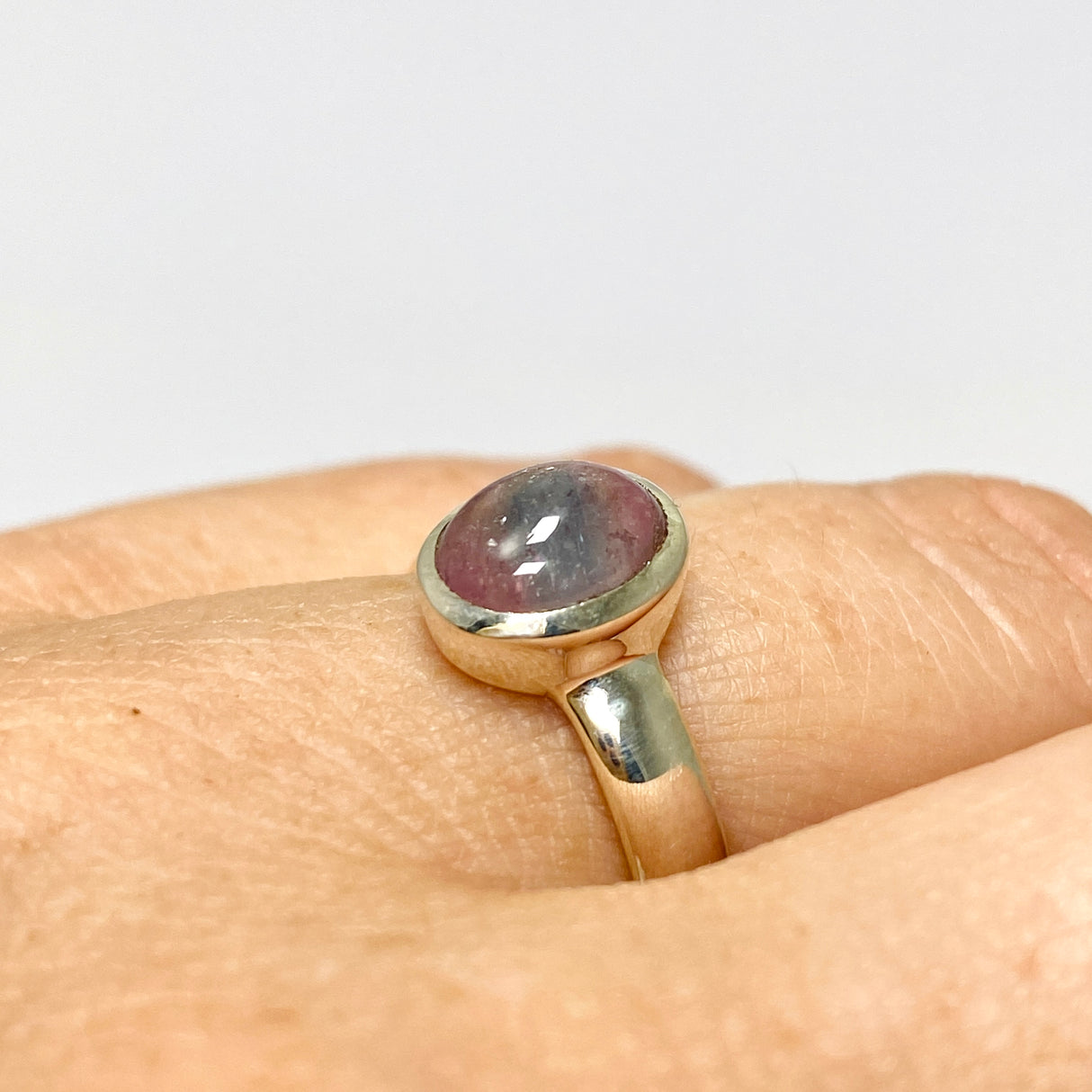 Watermelon Tourmaline Oval Cabochon Ring Size 6 PRGJ741