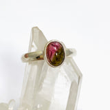 Watermelon Tourmaline Oval Cabochon Ring Size 7.5 PRGJ742