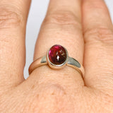 Watermelon Tourmaline Oval Cabochon Ring Size 7.5 PRGJ742