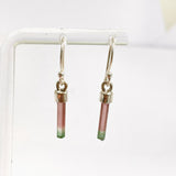 Watermelon Tourmaline Raw Crystal Earrings PEGJ358