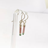 Watermelon Tourmaline Raw Crystal Earrings PEGJ358