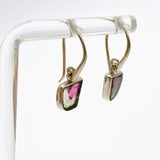 Watermelon Tourmaline Raw Slice Earrings PEGJ255