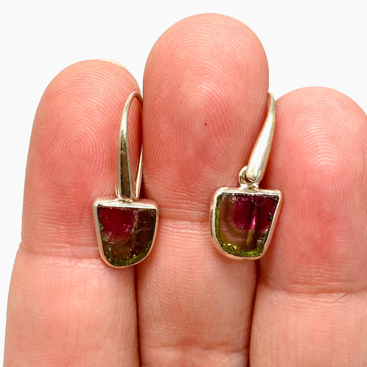 Watermelon Tourmaline Raw Slice Earrings PEGJ255