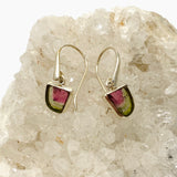 Watermelon Tourmaline Raw Slice Earrings PEGJ255