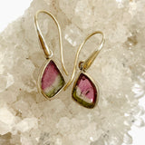 Watermelon Tourmaline Raw Slice Earrings PEGJ256