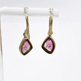 Watermelon Tourmaline Raw Slice Earrings PEGJ256