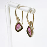 Watermelon Tourmaline Raw Slice Earrings PEGJ256