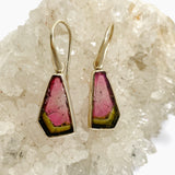 Watermelon Tourmaline Raw Slice Earrings PEGJ257