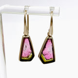 Watermelon Tourmaline Raw Slice Earrings PEGJ257