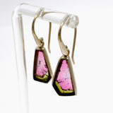 Watermelon Tourmaline Raw Slice Earrings PEGJ257