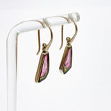 Watermelon Tourmaline Raw Slice Earrings PEGJ257