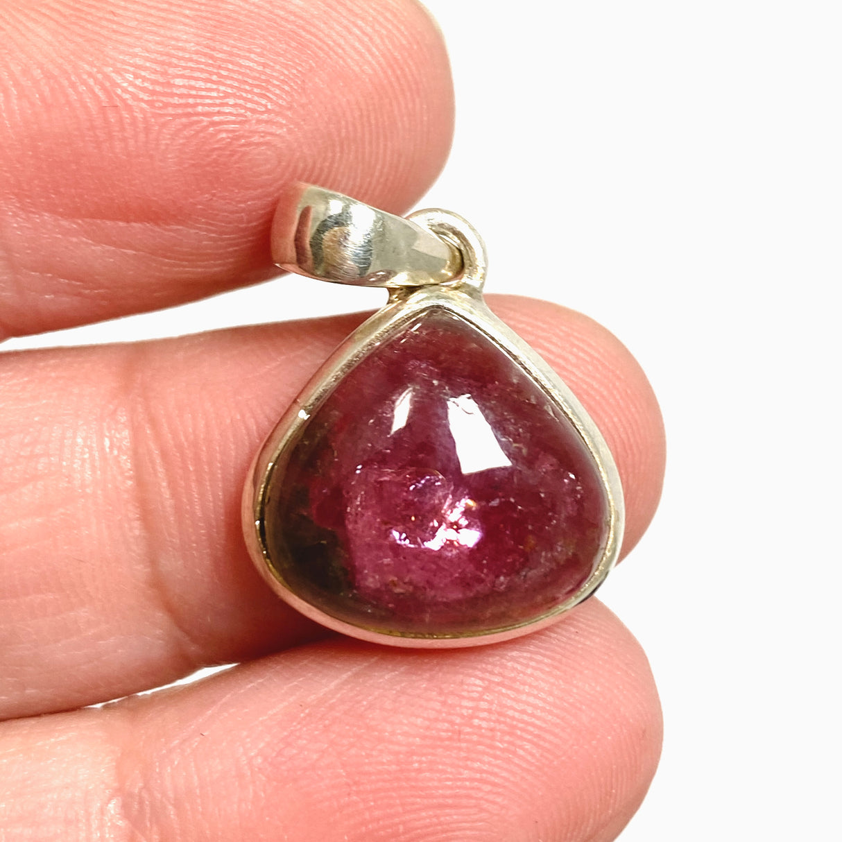 Watermelon Tourmaline Teardrop Cabochon Pendant PPGJ1172