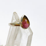 Watermelon Tourmaline Teardrop Cabochon Ring Size 5.5 PRGJ745