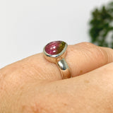 Watermelon Tourmaline Teardrop Cabochon Ring Size 5 PRGJ651