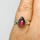 Watermelon Tourmaline Teardrop Cabochon Ring Size 5 PRGJ651