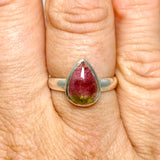 Watermelon Tourmaline Teardrop Cabochon Ring Size 7 PRGJ746