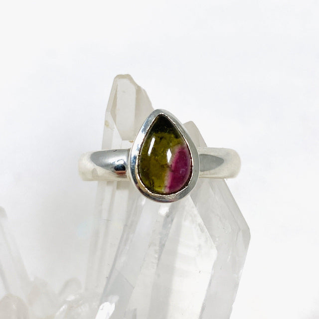 Watermelon Tourmaline Teardrop Ring Size 8 PRGJ347 - Nature's Magick