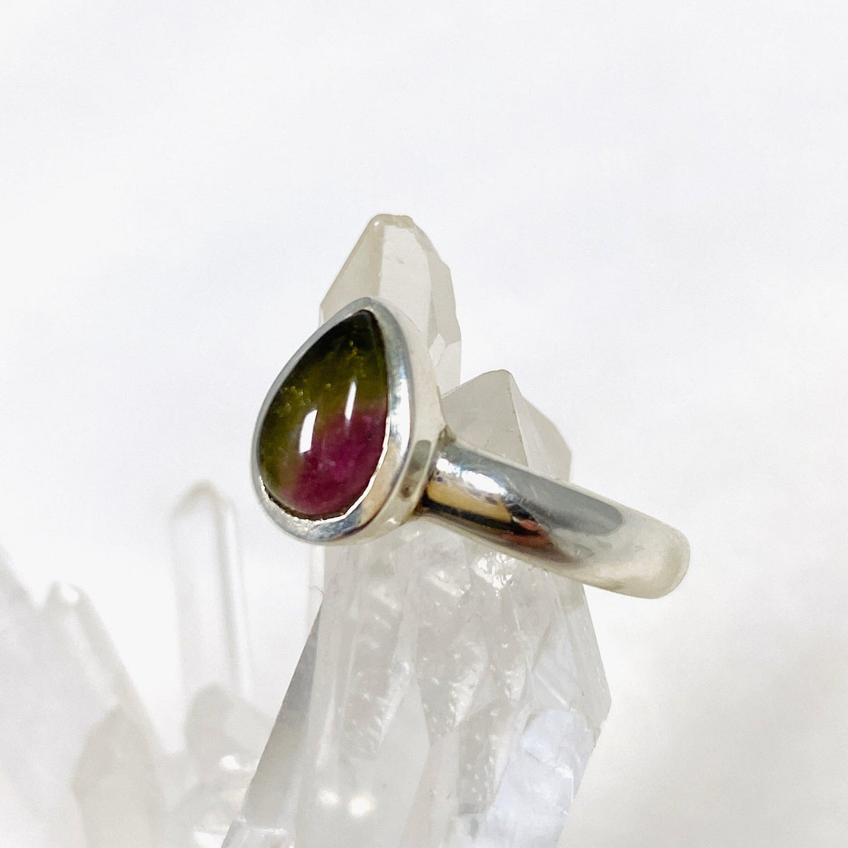 Watermelon Tourmaline Teardrop Ring Size 8 PRGJ347 - Nature's Magick