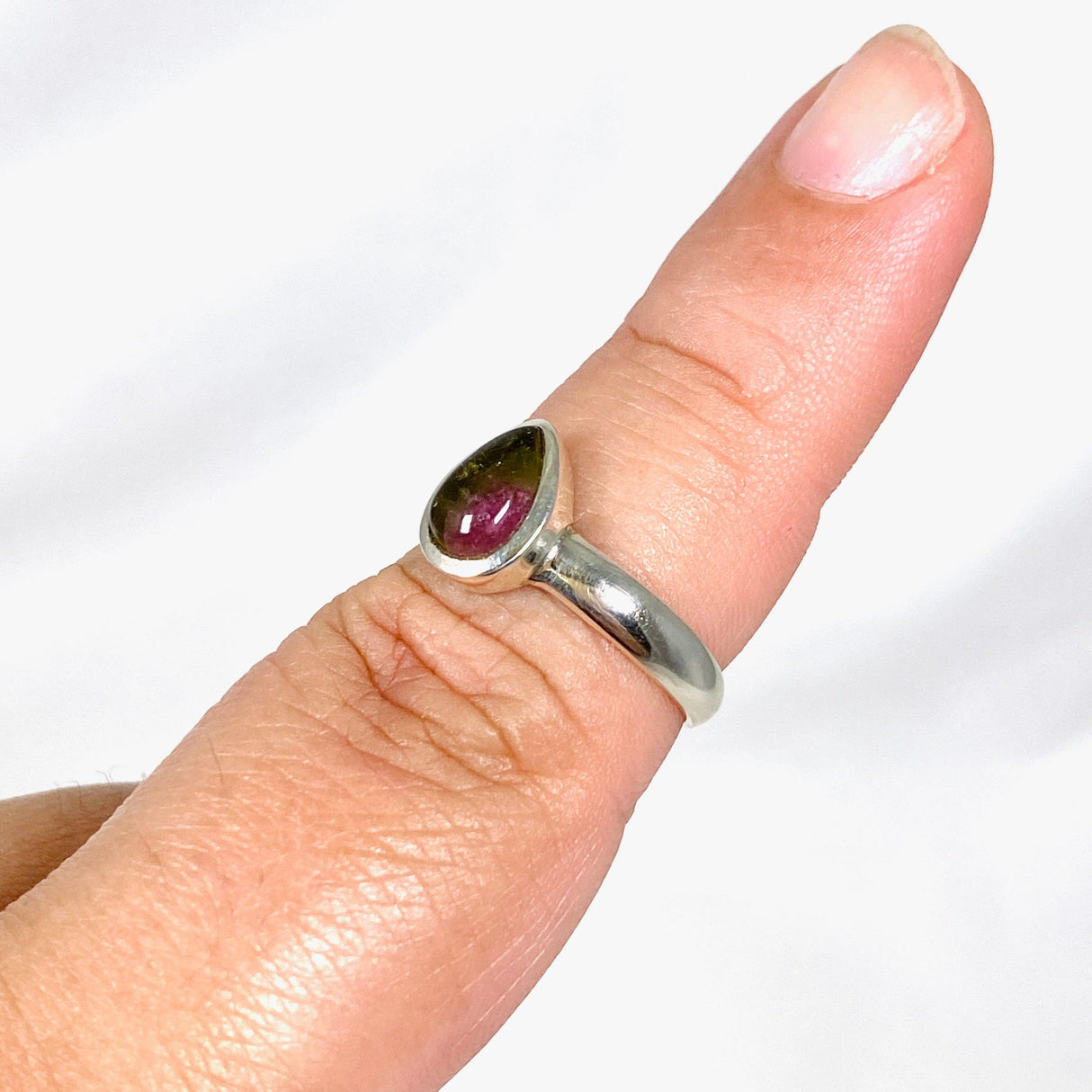 Watermelon Tourmaline Teardrop Ring Size 8 PRGJ347 - Nature's Magick