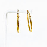 Yellow Gold Plated Plain Hoop Earrings 30mm SE329YG