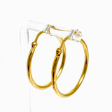Yellow Gold Plated Plain Hoop Earrings 30mm SE329YG
