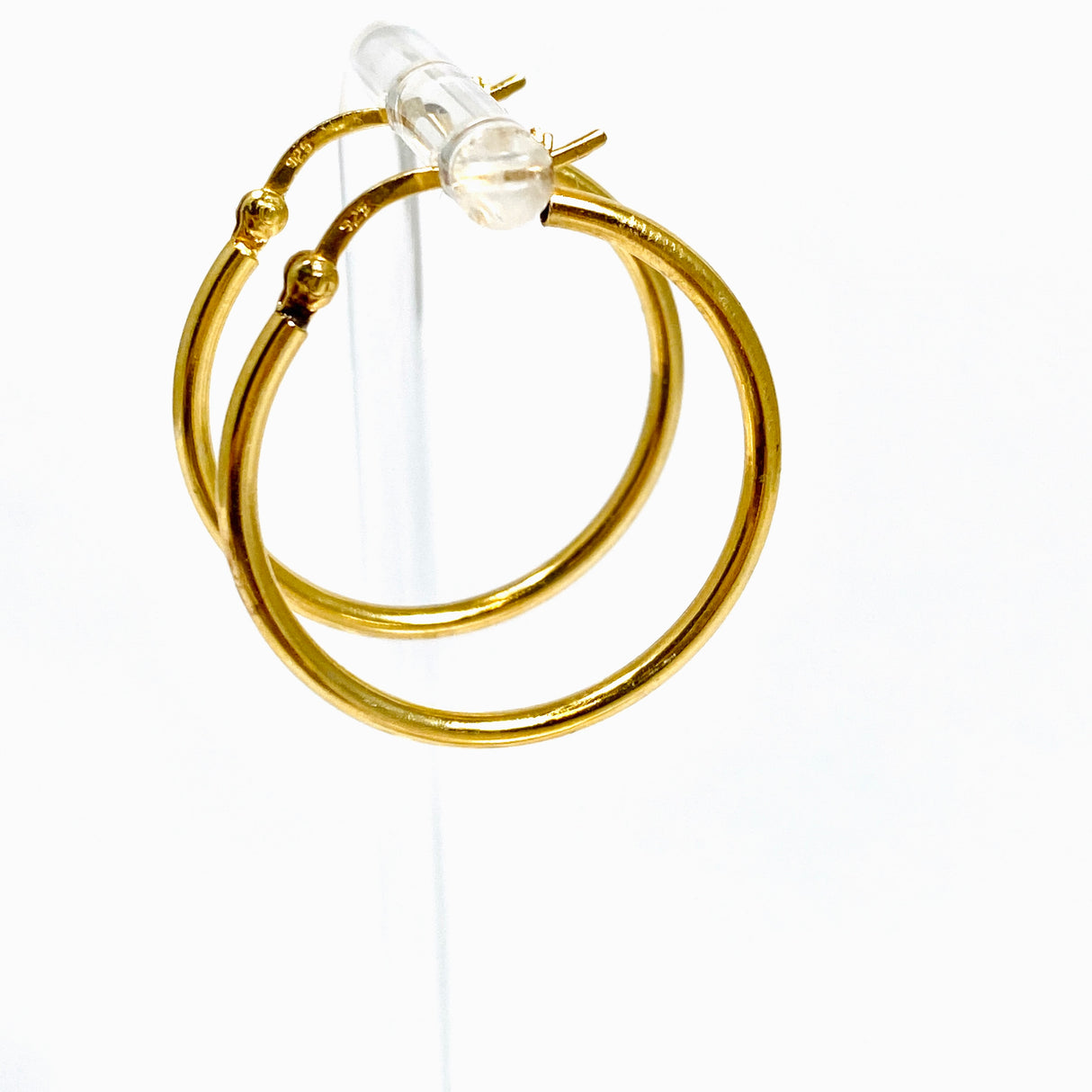 Yellow Gold Plated Plain Hoop Earrings 30mm SE329YG