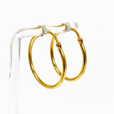 Yellow Gold Plated Plain Hoop Earrings 30mm SE329YG