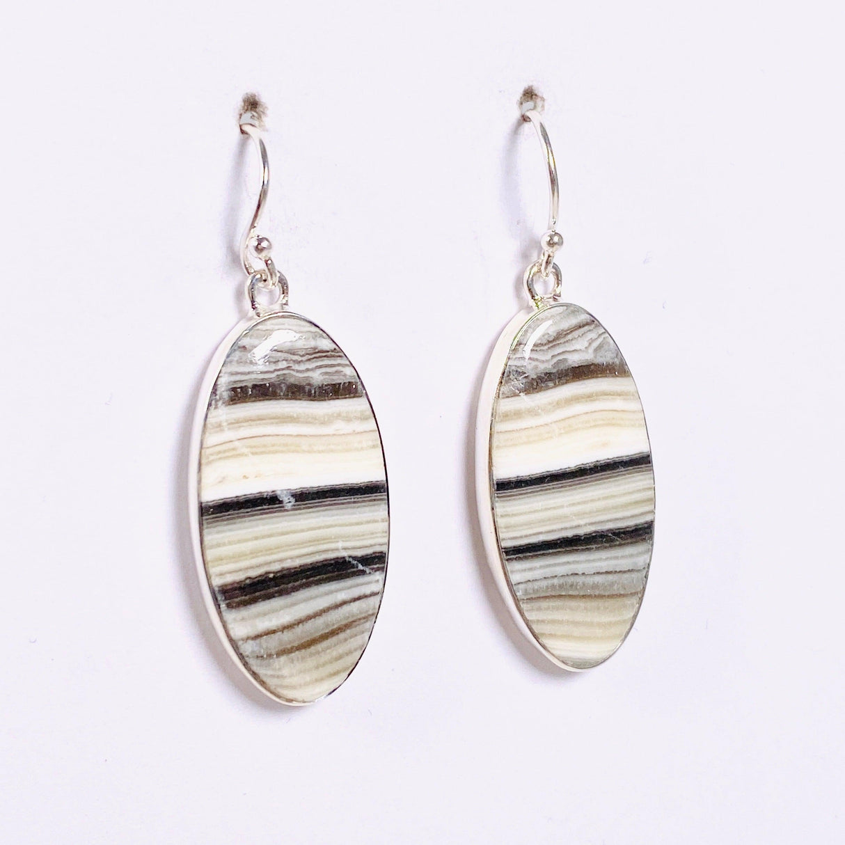 Zebra Calcite Oval Earrings KEGJ1420 - Nature's Magick