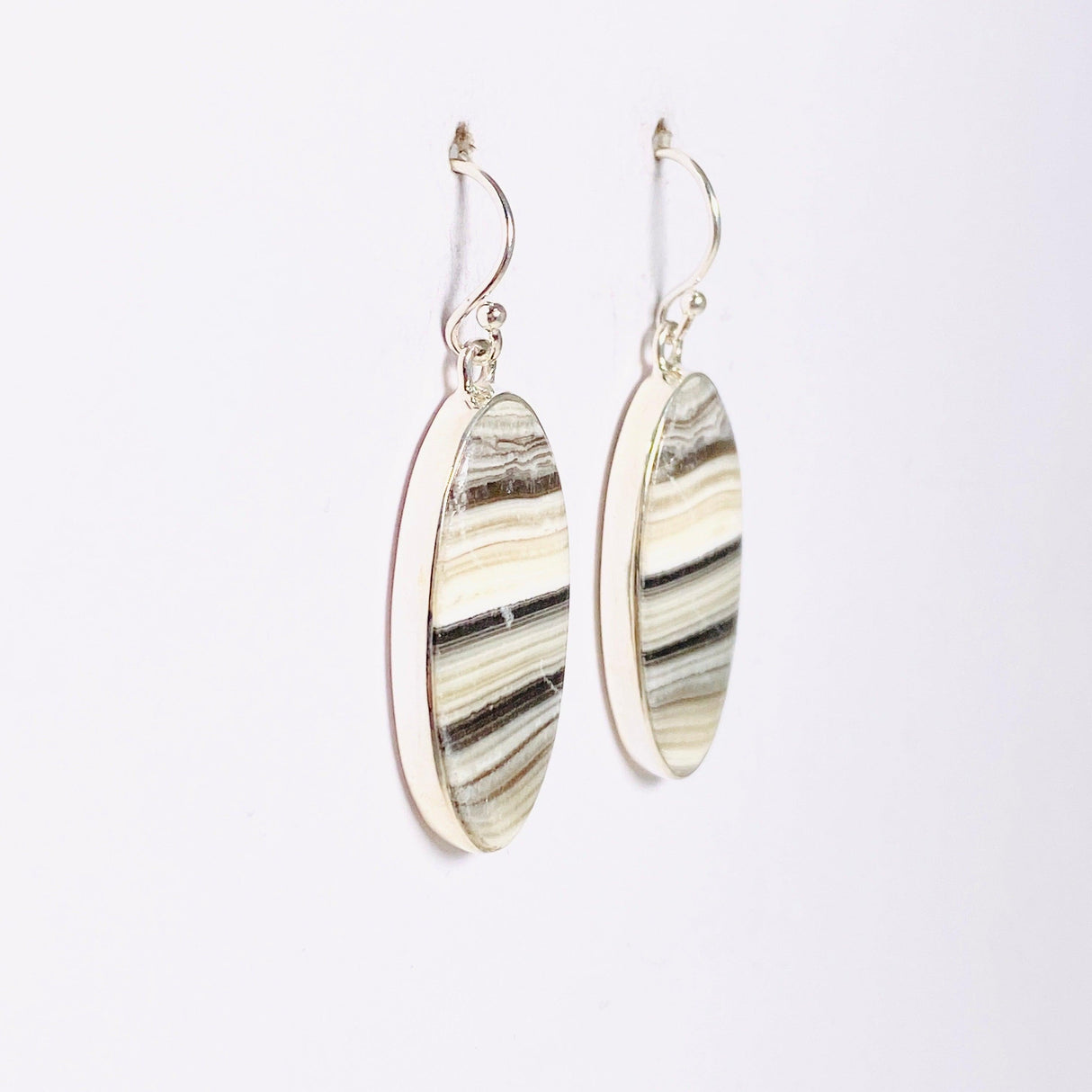 Zebra Calcite Oval Earrings KEGJ1420 - Nature's Magick