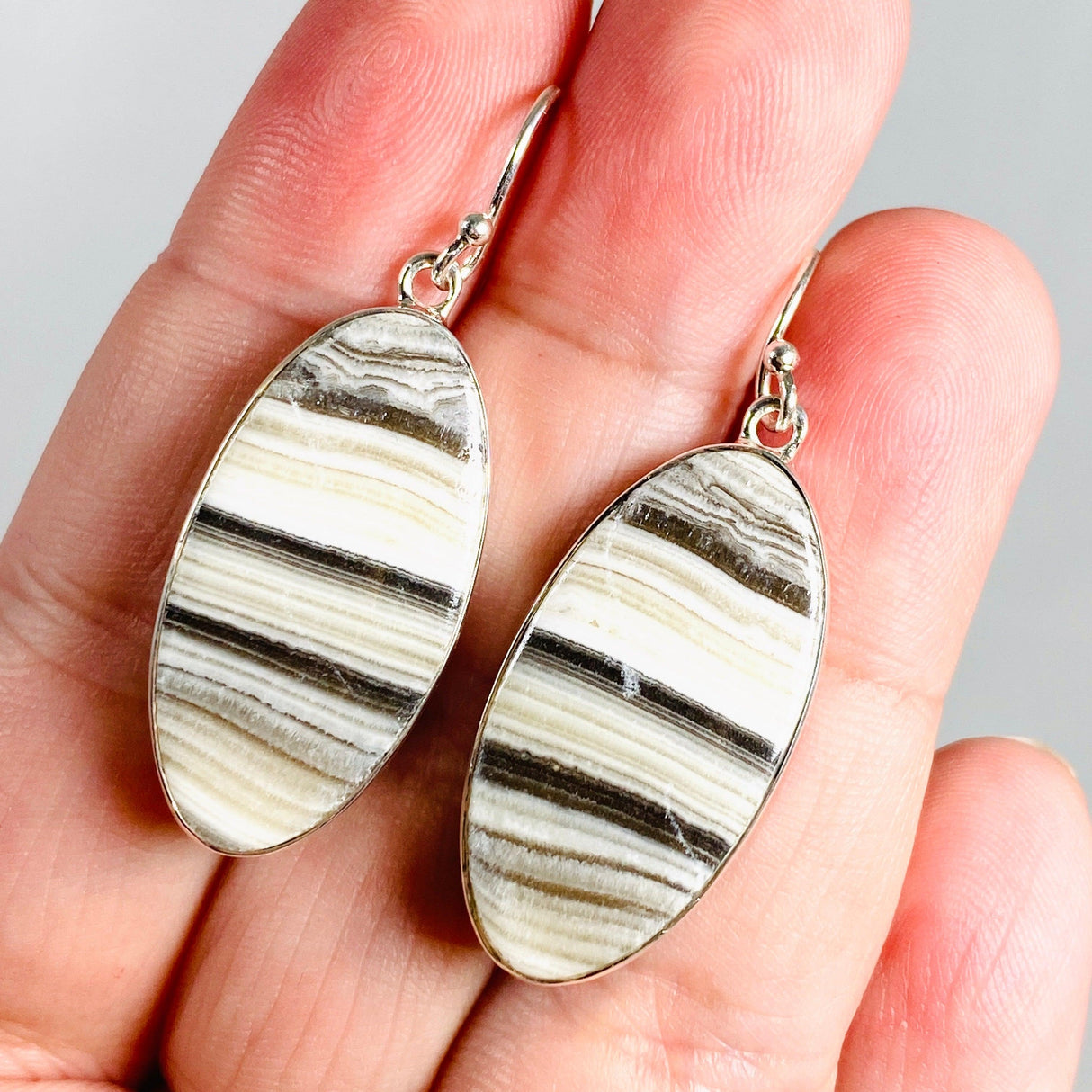 Zebra Calcite Oval Earrings KEGJ1420 - Nature's Magick