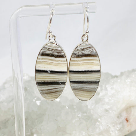 Zebra Calcite Oval Earrings KEGJ1420 - Nature's Magick