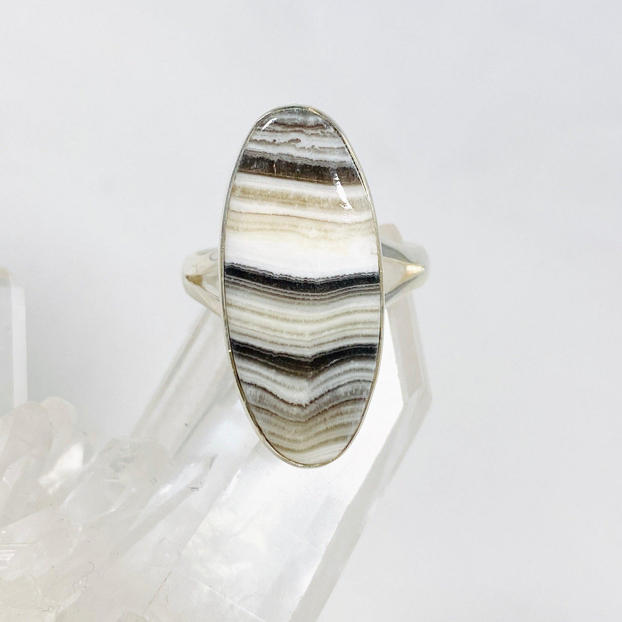 Zebra Calcite Oval Ring Size 8 KRGJ3067 - Nature's Magick