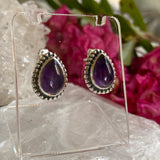 Amethyst decorative cabochon teardrop stud earrings KEGJ1196