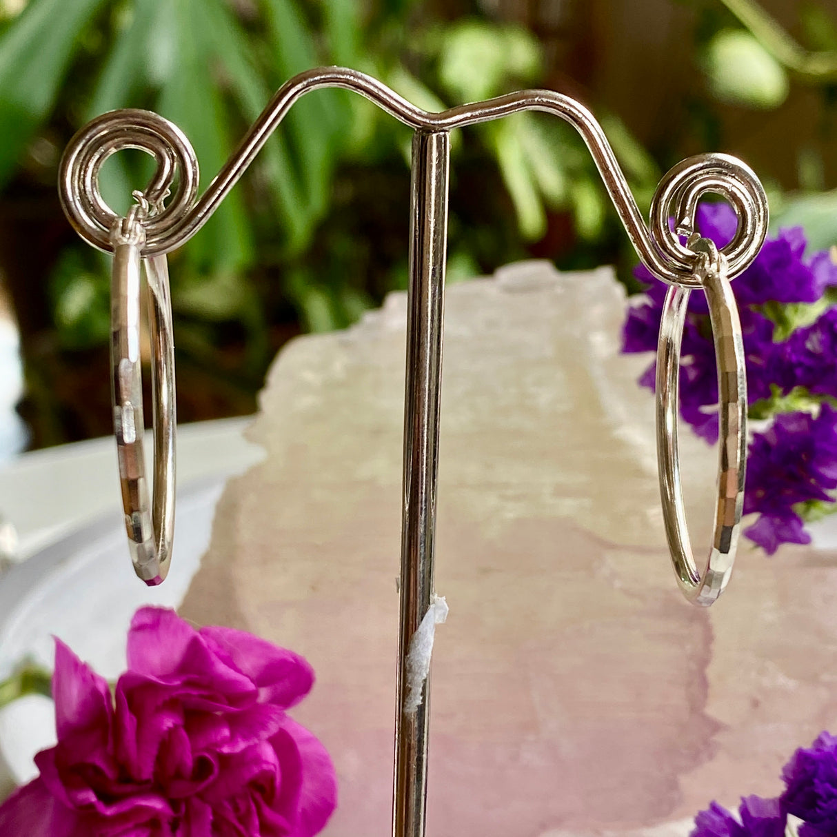 Faceted Hoop Earrings 30mm SE304