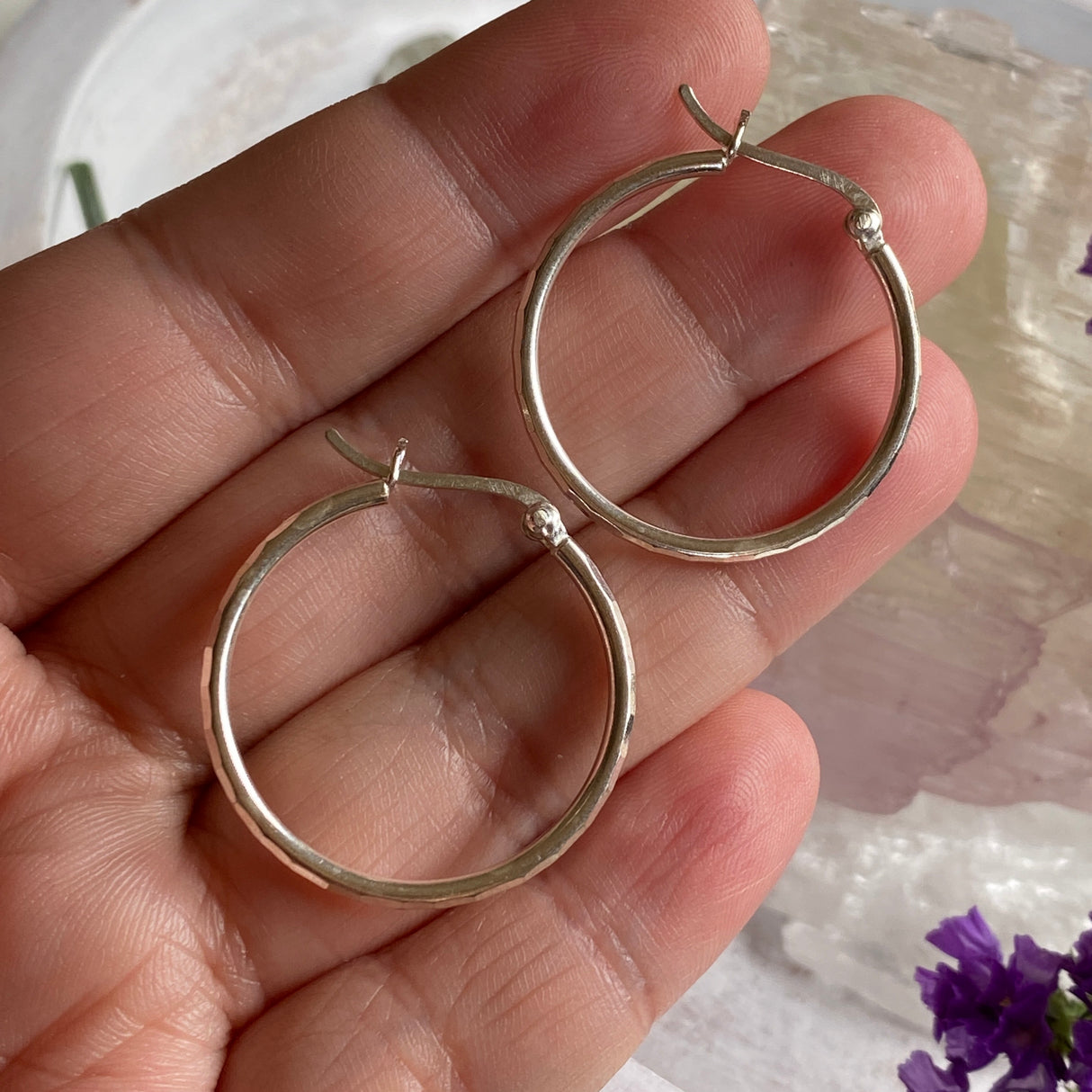 Faceted Hoop Earrings 30mm SE304