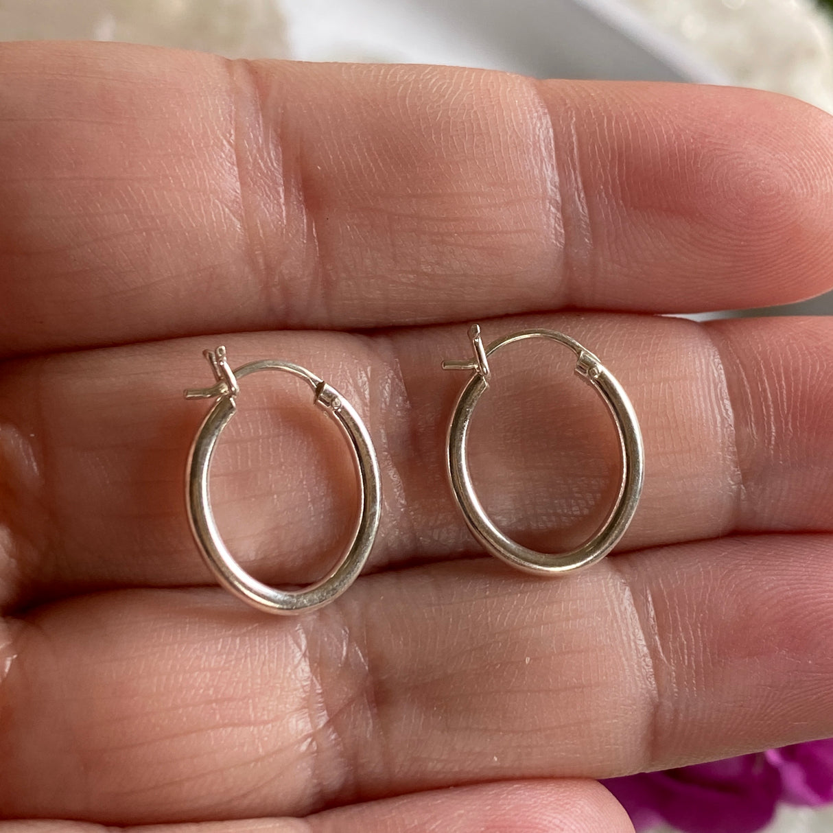 Sterling Silver Hoop Earrings 1.3cm SE303